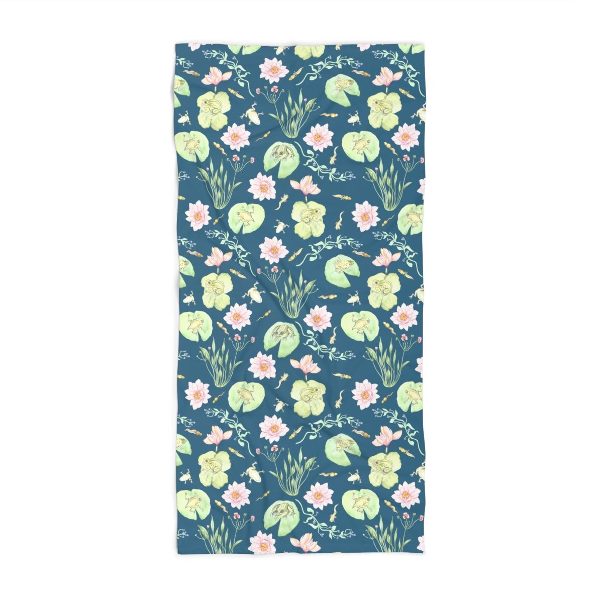 Frog Pond Evolution in Teal | Bath Towel - Bath Towel - Piccolo Fiore Prints