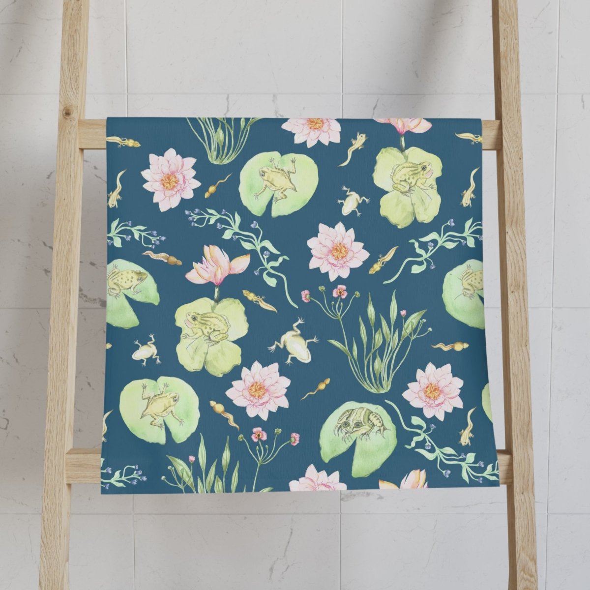 Frog Pond Evolution in Teal | Hand Towel - Hand Towel - Piccolo Fiore Prints