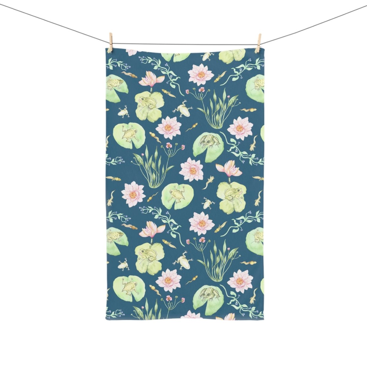 Frog Pond Evolution in Teal | Hand Towel - Hand Towel - Piccolo Fiore Prints