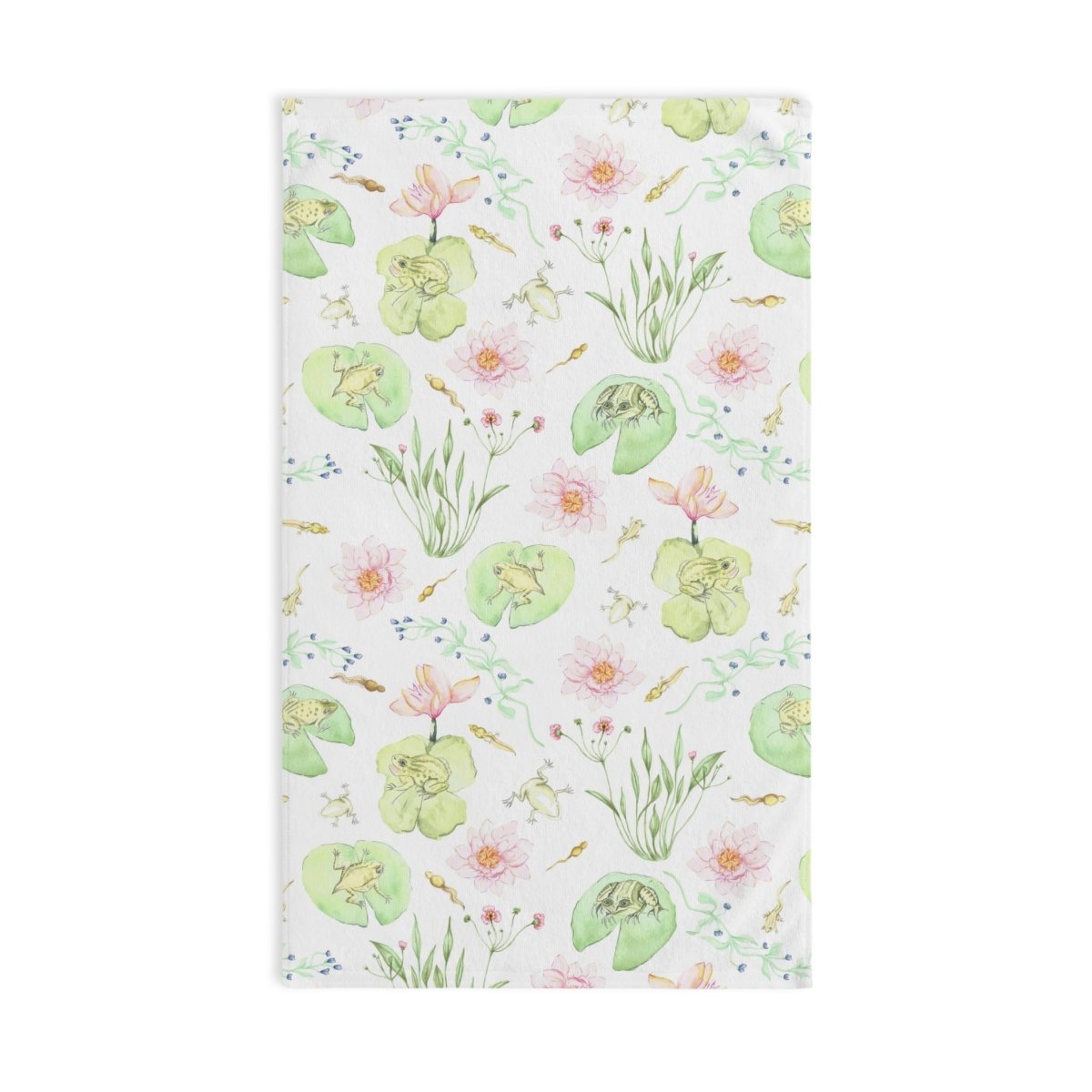 Frog Pond Evolution in White | Hand Towel - Hand Towel - Piccolo Fiore Prints