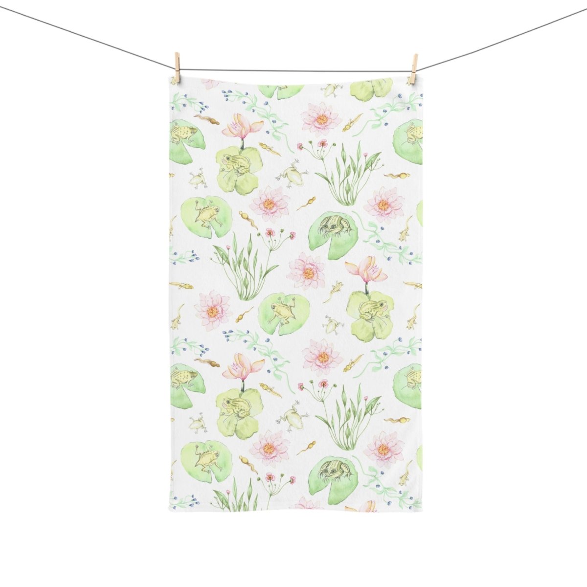 Frog Pond Evolution in White | Hand Towel - Hand Towel - Piccolo Fiore Prints