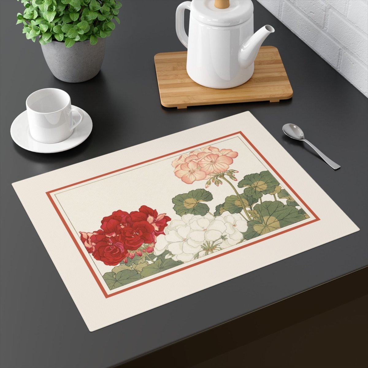 Geranium | Placemat, 1pc - Cotton Twill Placemat - Piccolo Fiore Prints