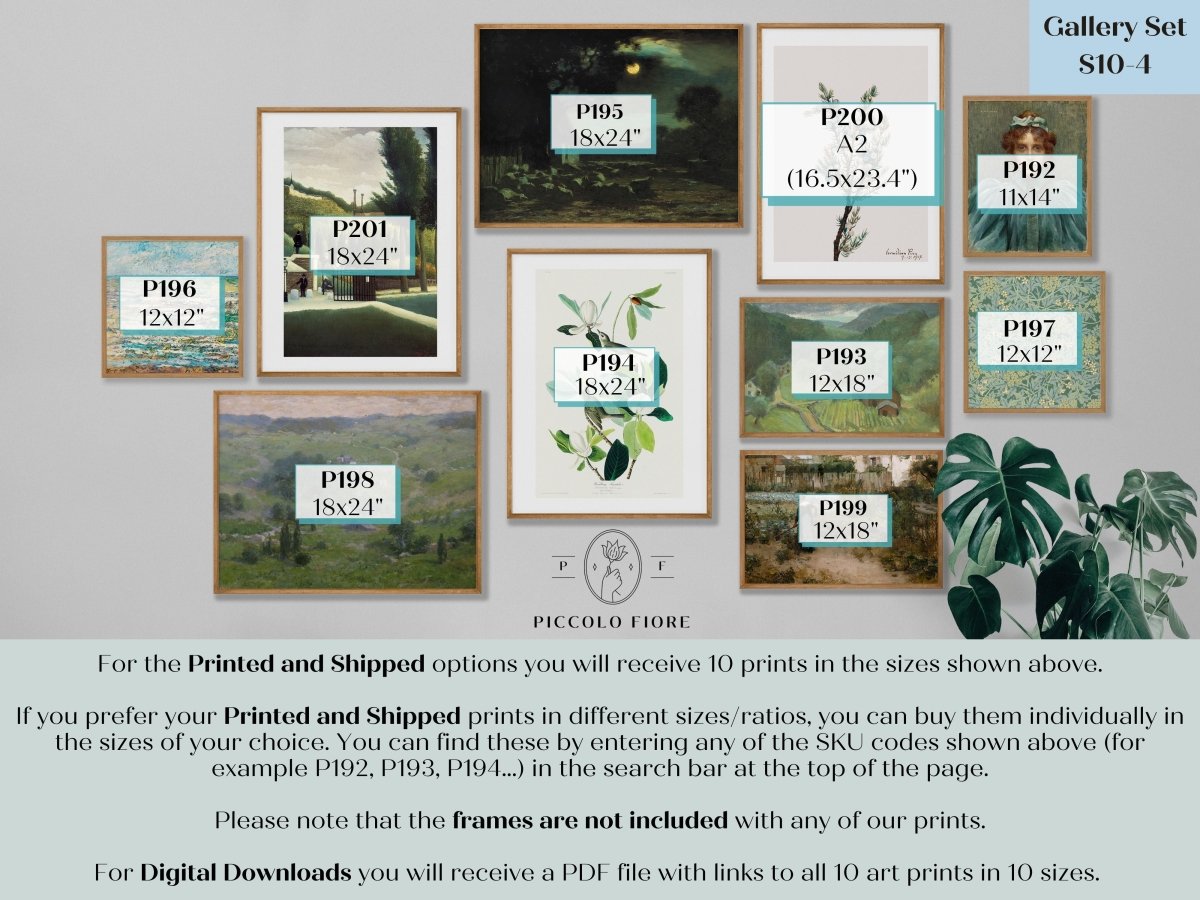 Green Country Farmhouse | Gallery Wall Set | 10 Prints | S10 - 4 - Gallery Wall Set - Piccolo Fiore Prints