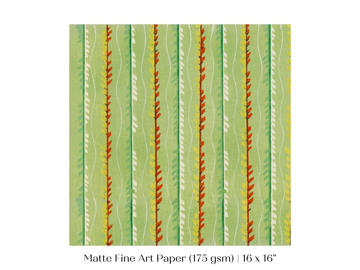 Green Stripe | Vintage Japanese Woodblock Print | P144 - Single Square Art Prints - Piccolo Fiore Prints