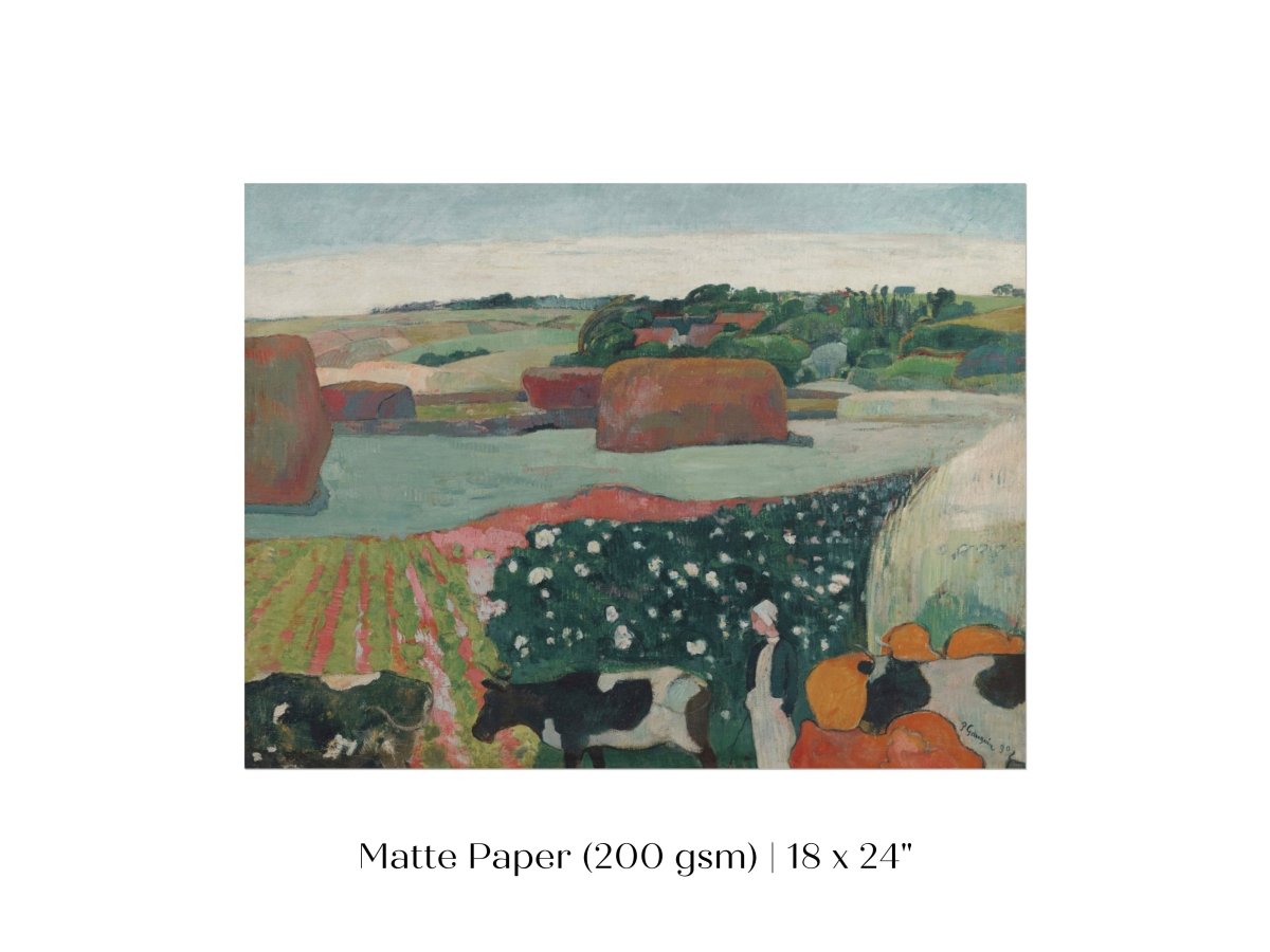 Haystacks and Cows | P500 - Single Art Prints - Piccolo Fiore Prints