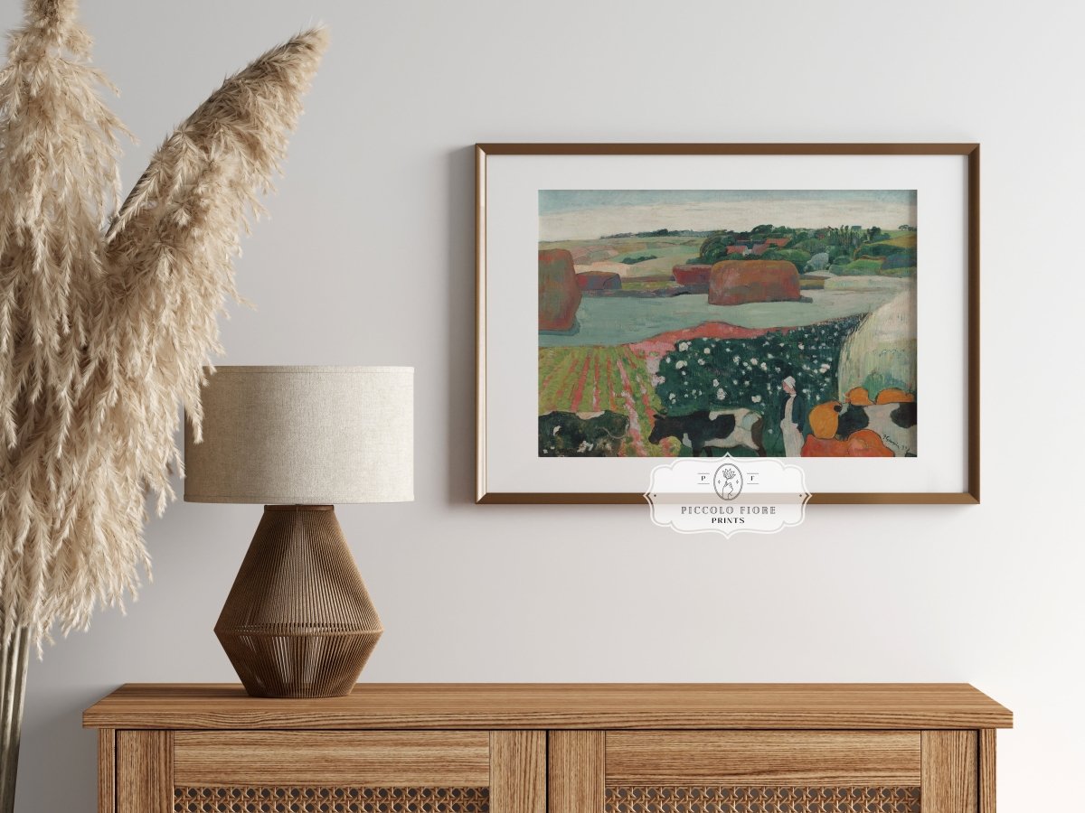 Haystacks and Cows | P500 - Single Art Prints - Piccolo Fiore Prints