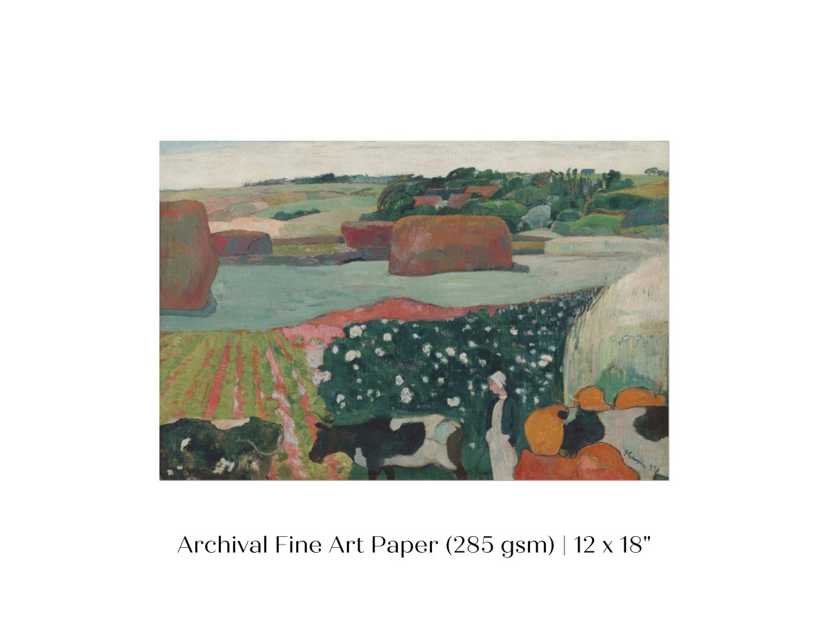 Haystacks and Cows | P500 - Single Art Prints - Piccolo Fiore Prints