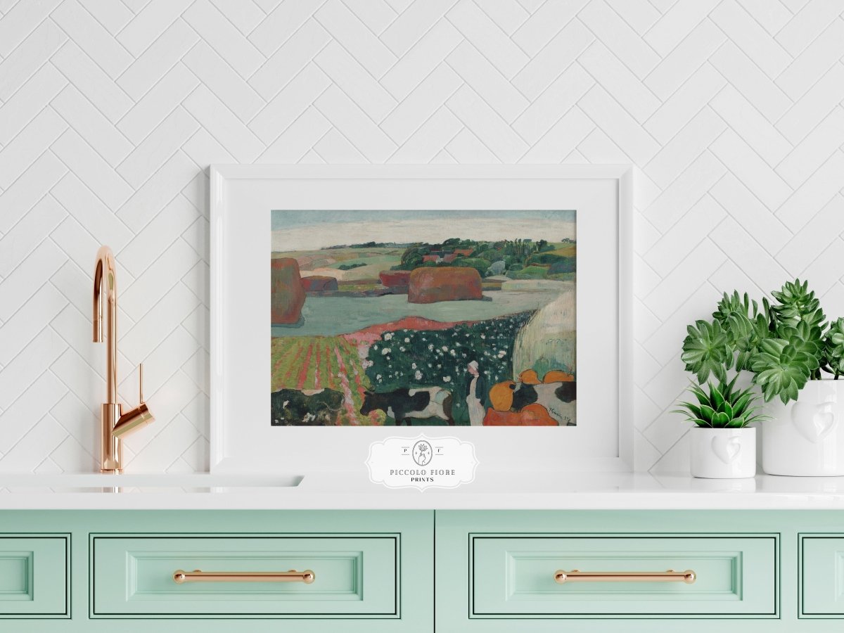 Haystacks and Cows | P500 - Single Art Prints - Piccolo Fiore Prints