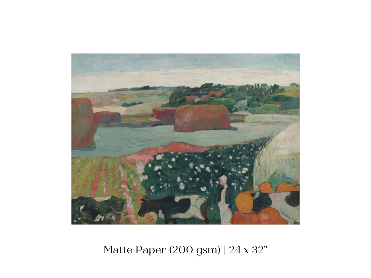 Haystacks and Cows | P500 - Single Art Prints - Piccolo Fiore Prints