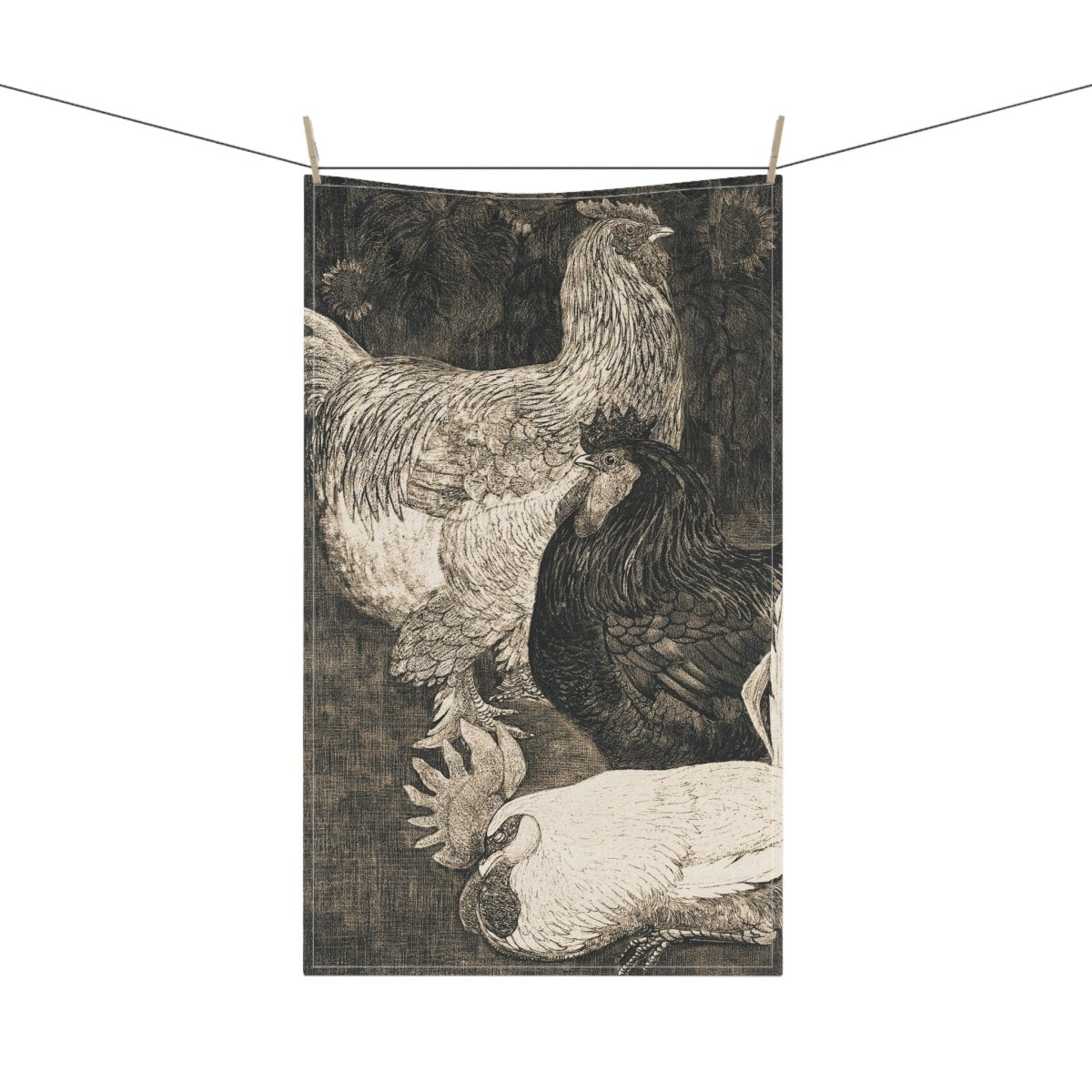 Hens and Sunflowers | Tea Towel - Tea Towel - Piccolo Fiore Prints