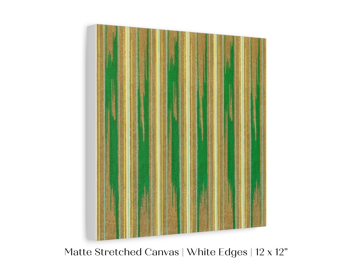 Khaki Green Stripe | Vintage Japanese Woodblock | P136 - Single Square Art Prints - Piccolo Fiore Prints
