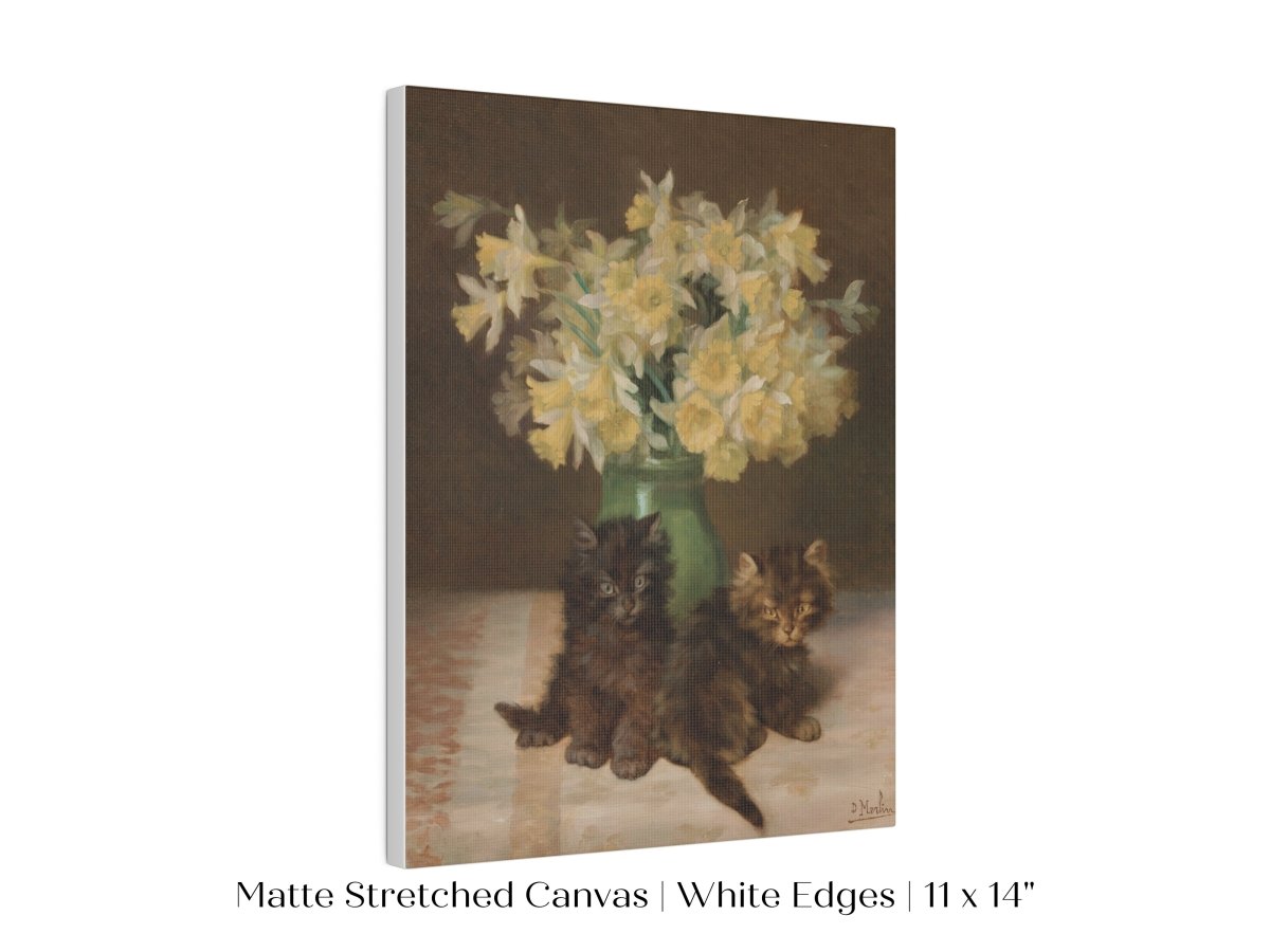 Kittens and a Vase of Narcissi | P411 - Single Art Prints - Piccolo Fiore Prints