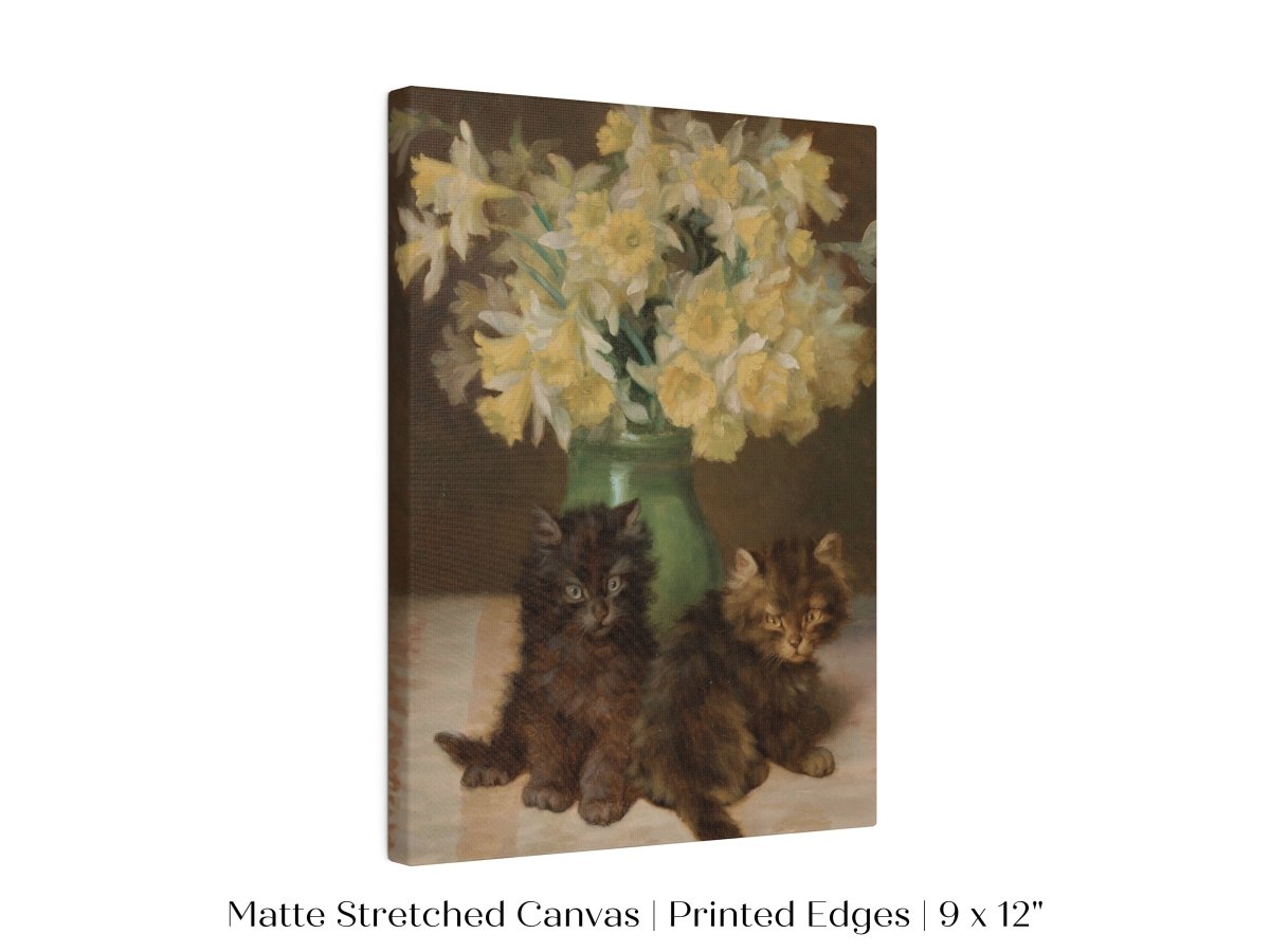 Kittens and a Vase of Narcissi | P411 - Single Art Prints - Piccolo Fiore Prints