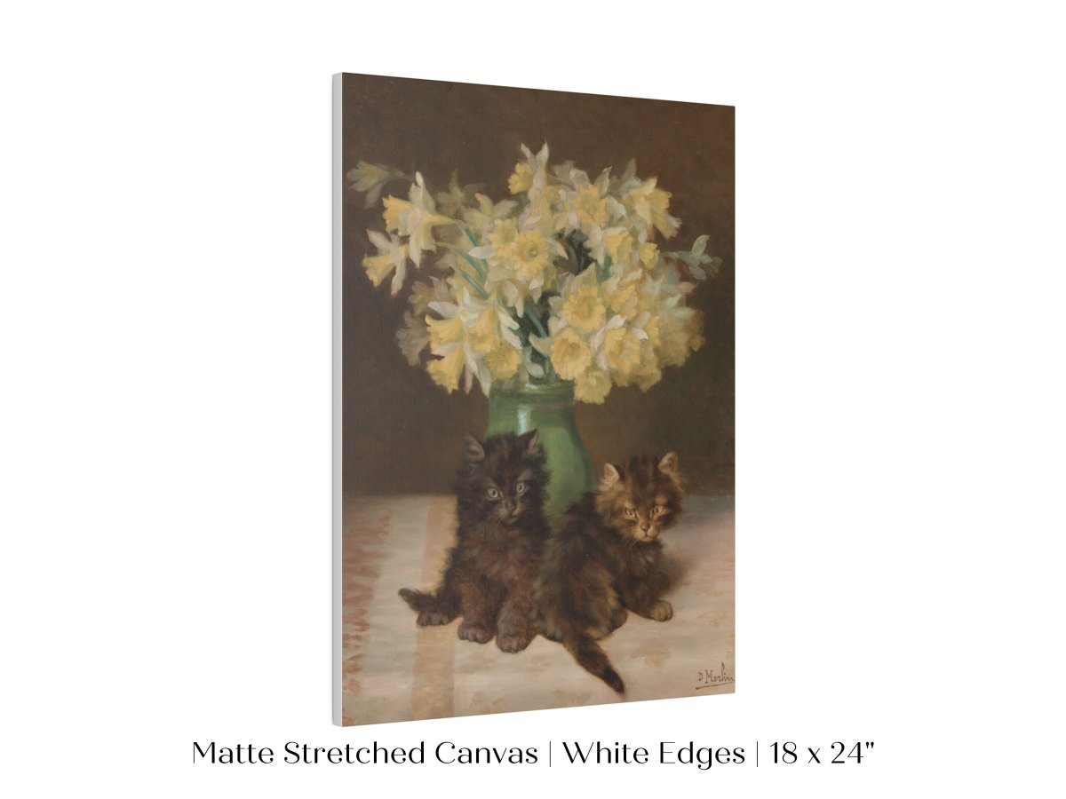 Kittens and a Vase of Narcissi | P411 - Single Art Prints - Piccolo Fiore Prints