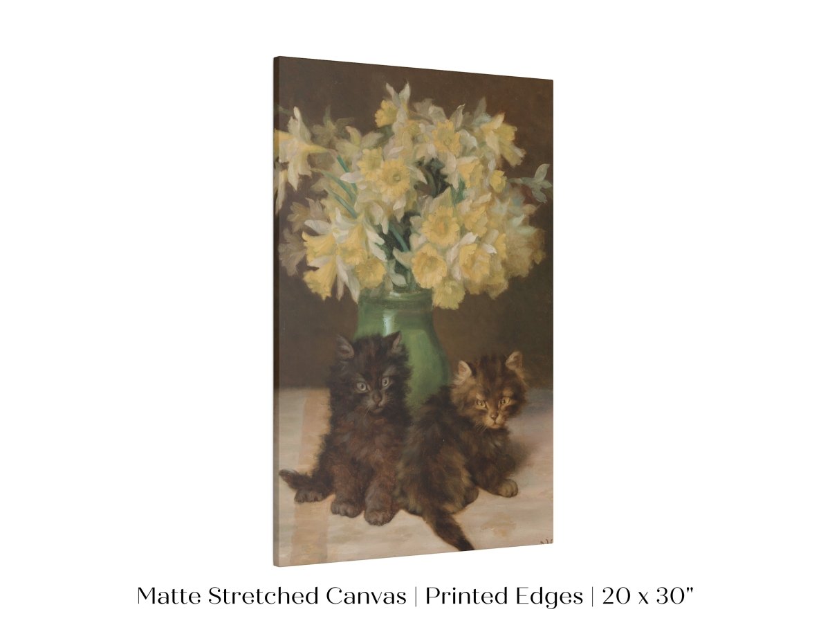 Kittens and a Vase of Narcissi | P411 - Single Art Prints - Piccolo Fiore Prints