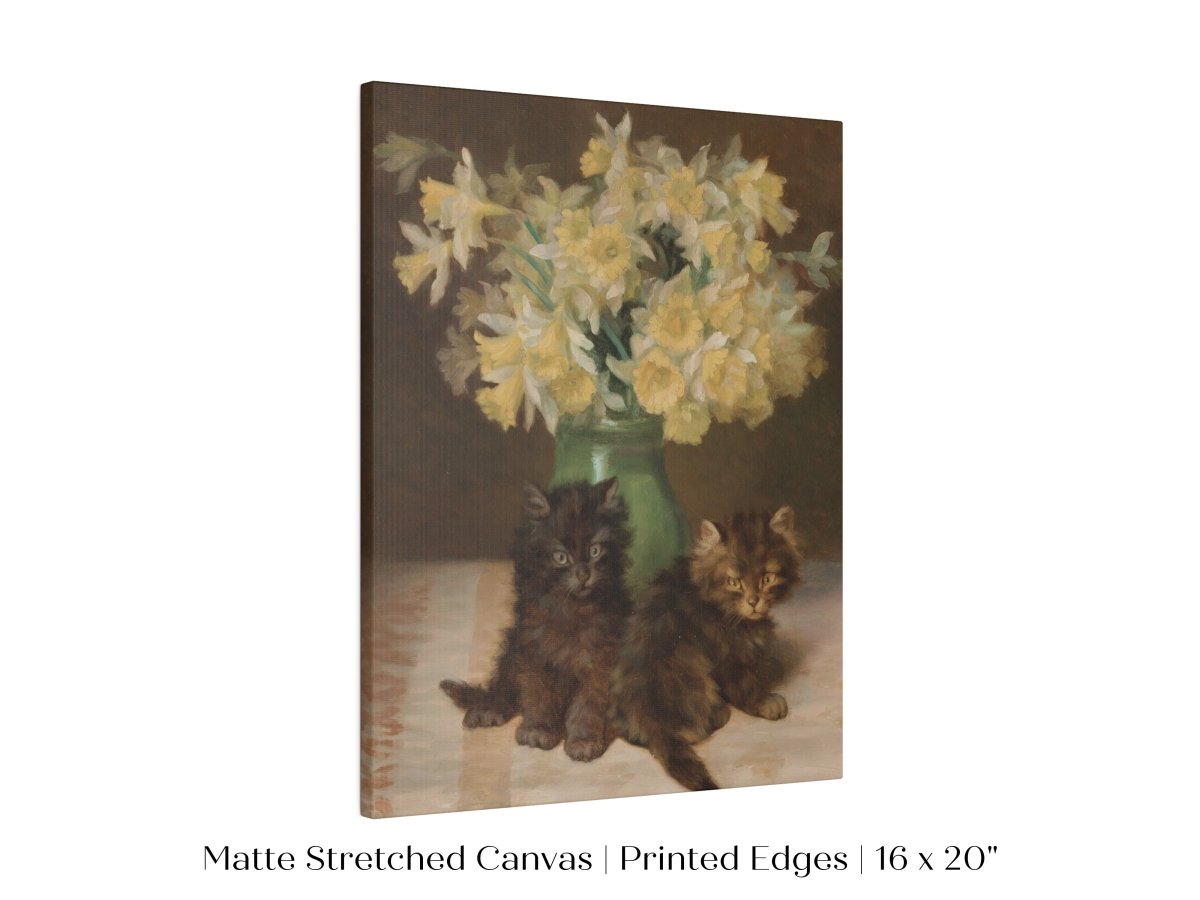 Kittens and a Vase of Narcissi | P411 - Single Art Prints - Piccolo Fiore Prints
