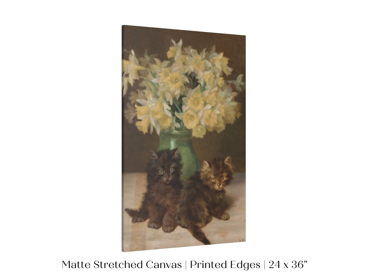 Kittens and a Vase of Narcissi | P411 - Single Art Prints - Piccolo Fiore Prints