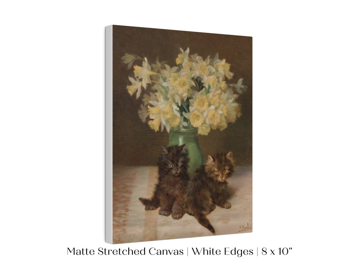 Kittens and a Vase of Narcissi | P411 - Single Art Prints - Piccolo Fiore Prints