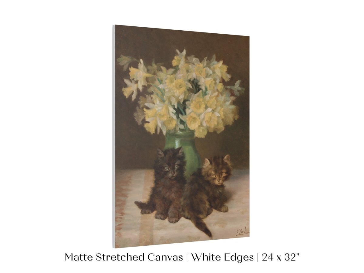 Kittens and a Vase of Narcissi | P411 - Single Art Prints - Piccolo Fiore Prints