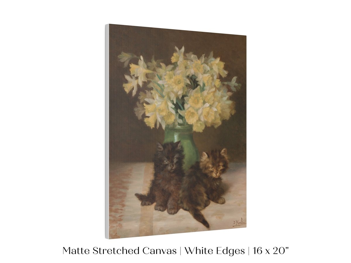 Kittens and a Vase of Narcissi | P411 - Single Art Prints - Piccolo Fiore Prints