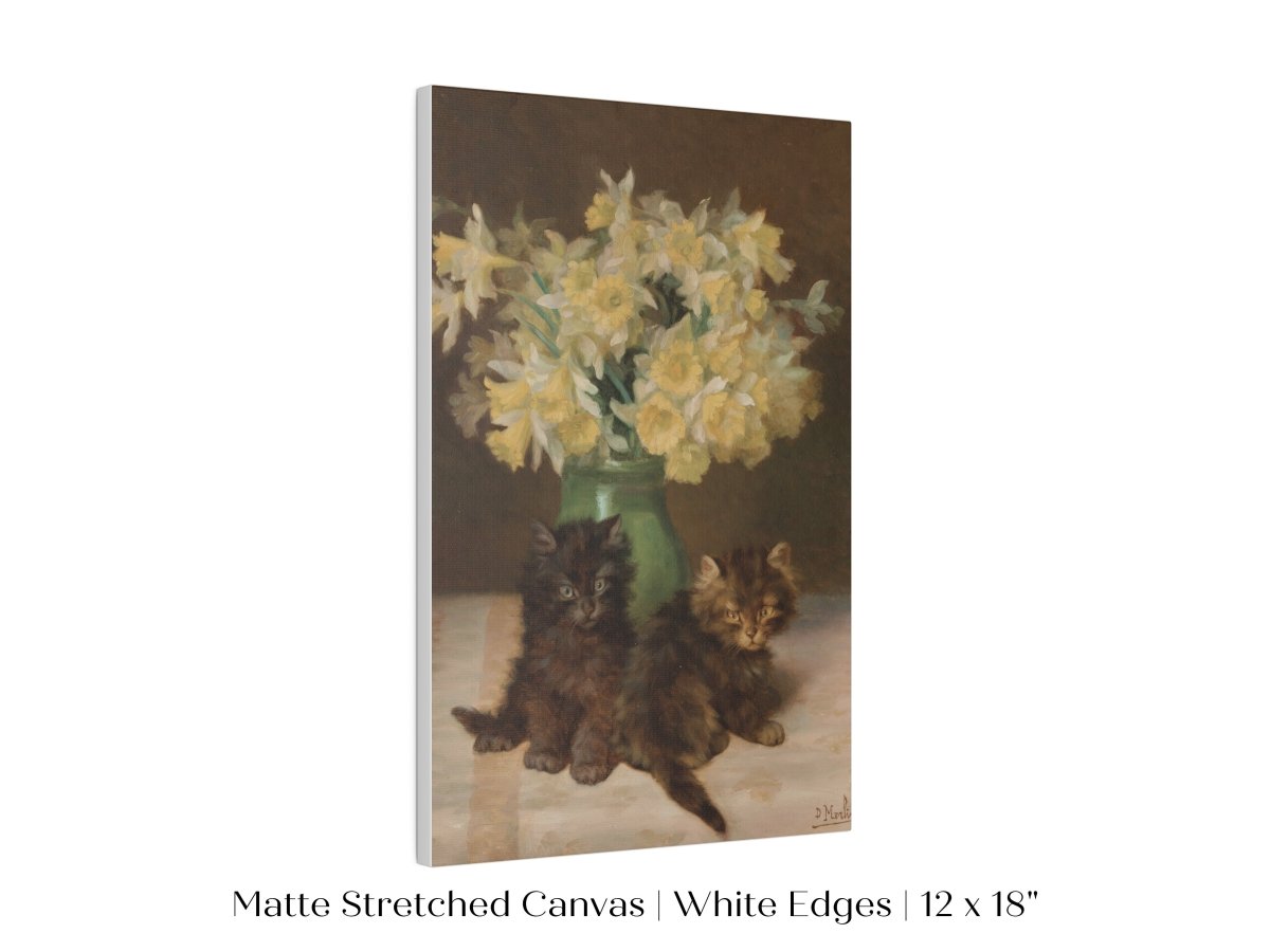 Kittens and a Vase of Narcissi | P411 - Single Art Prints - Piccolo Fiore Prints
