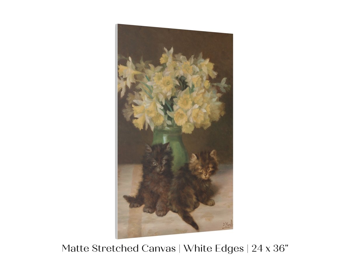 Kittens and a Vase of Narcissi | P411 - Single Art Prints - Piccolo Fiore Prints