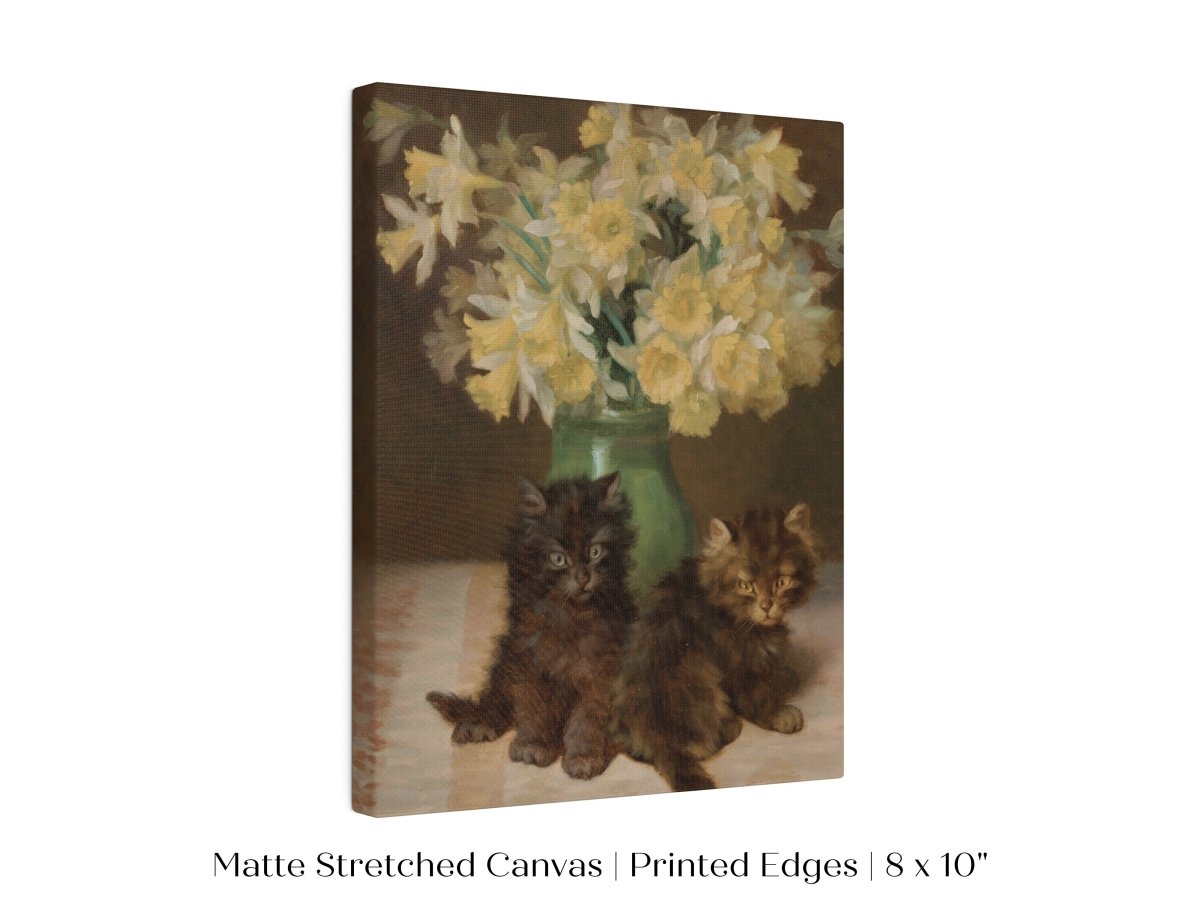 Kittens and a Vase of Narcissi | P411 - Single Art Prints - Piccolo Fiore Prints