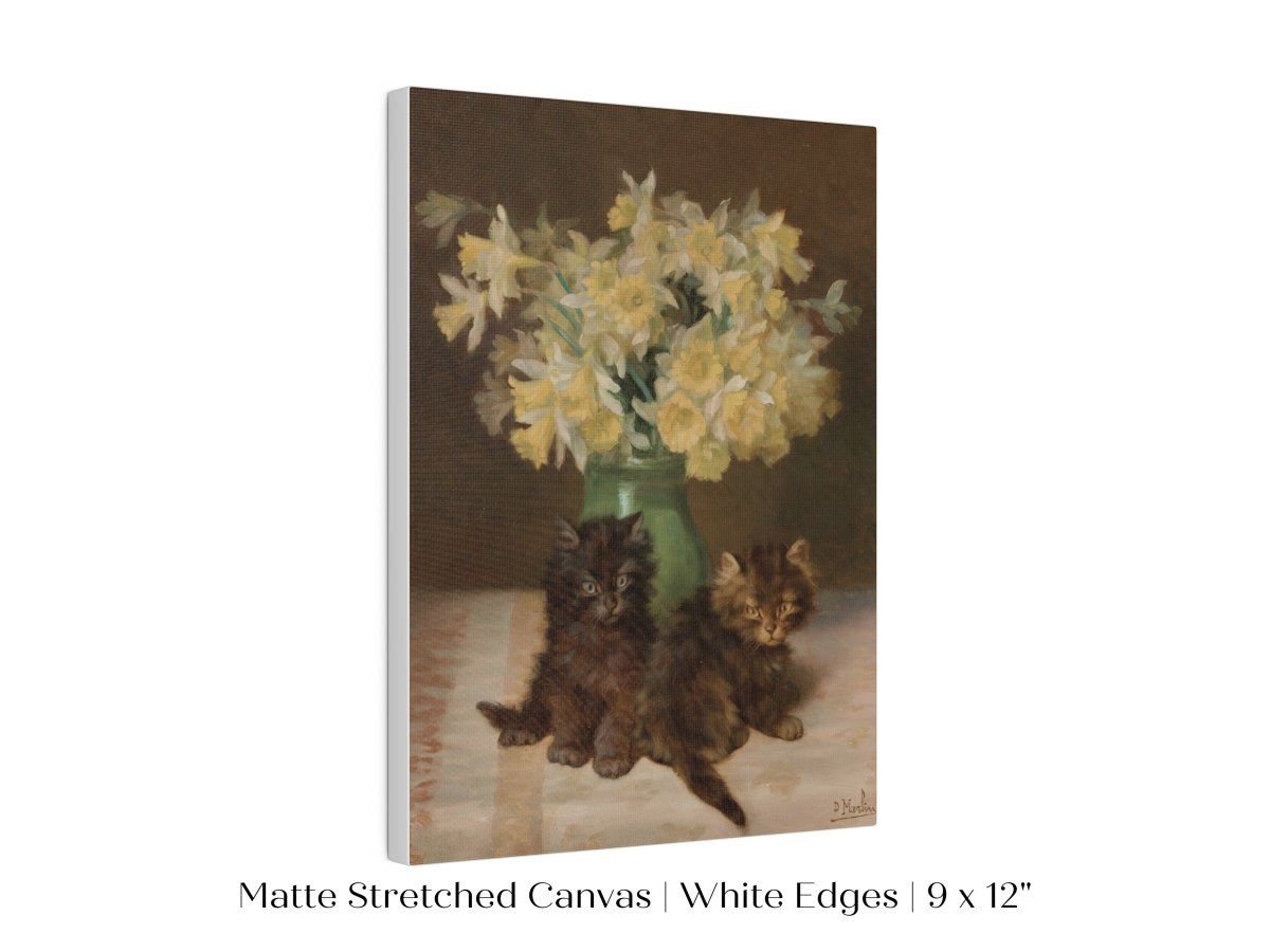 Kittens and a Vase of Narcissi | P411 - Single Art Prints - Piccolo Fiore Prints