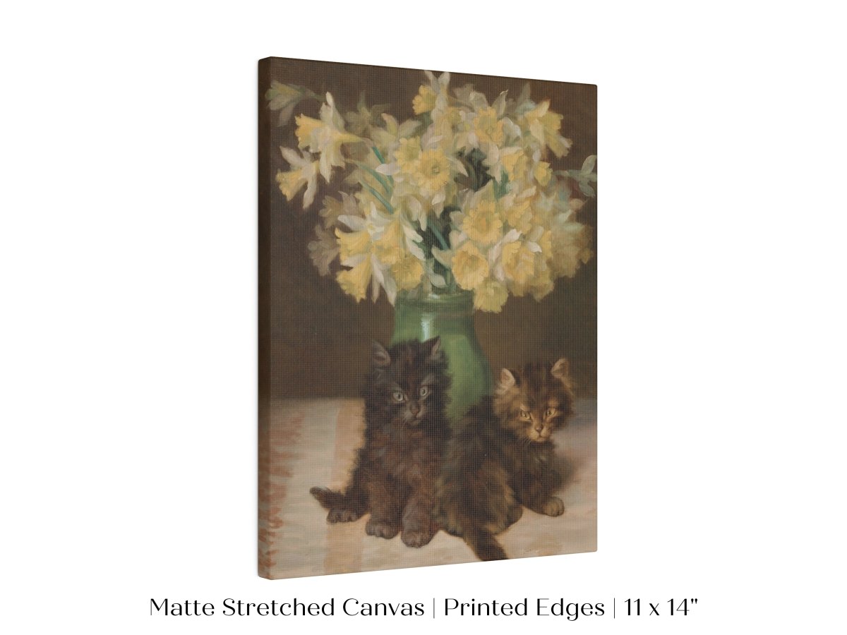 Kittens and a Vase of Narcissi | P411 - Single Art Prints - Piccolo Fiore Prints