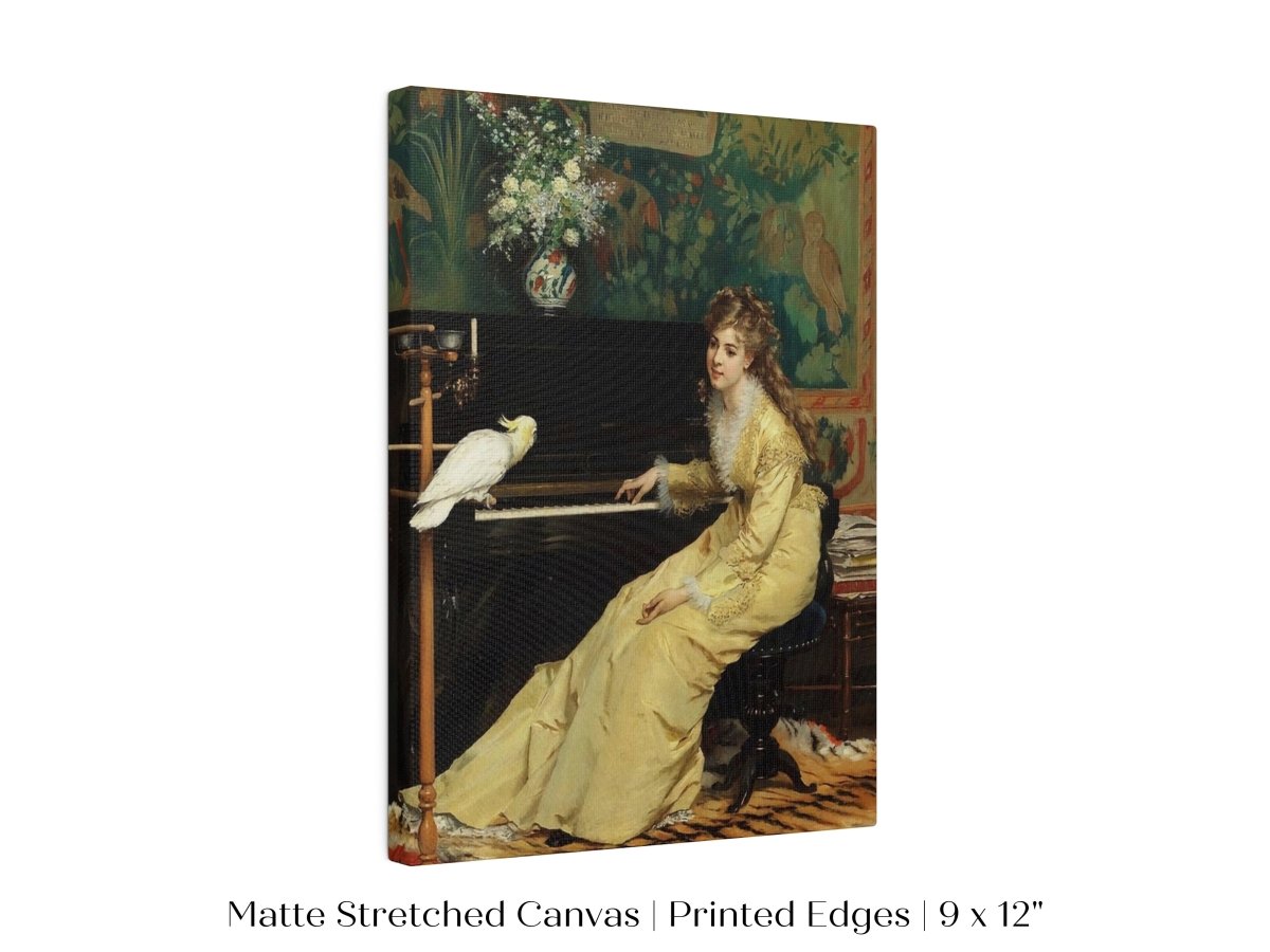 Lady with Piano and Cockatoo | P405 - Single Art Prints - Piccolo Fiore Prints
