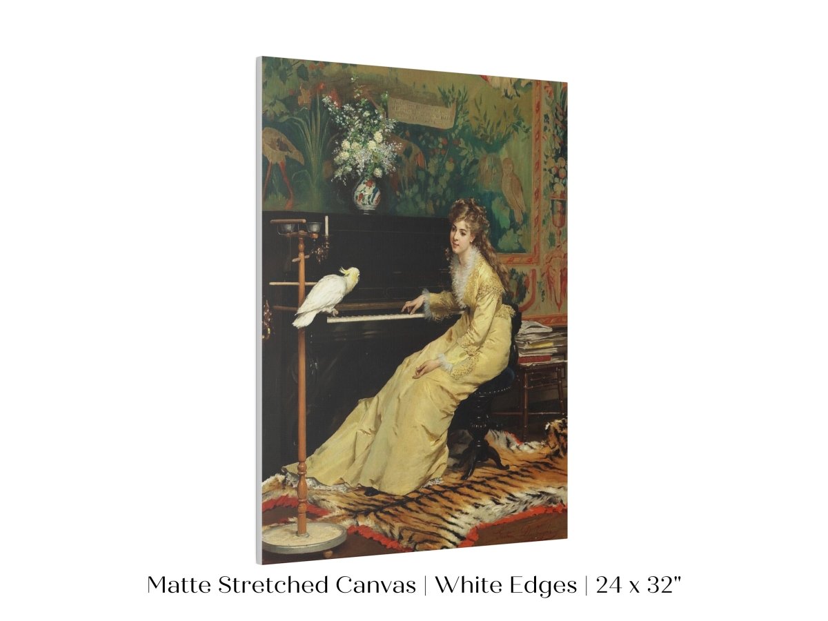 Lady with Piano and Cockatoo | P405 - Single Art Prints - Piccolo Fiore Prints