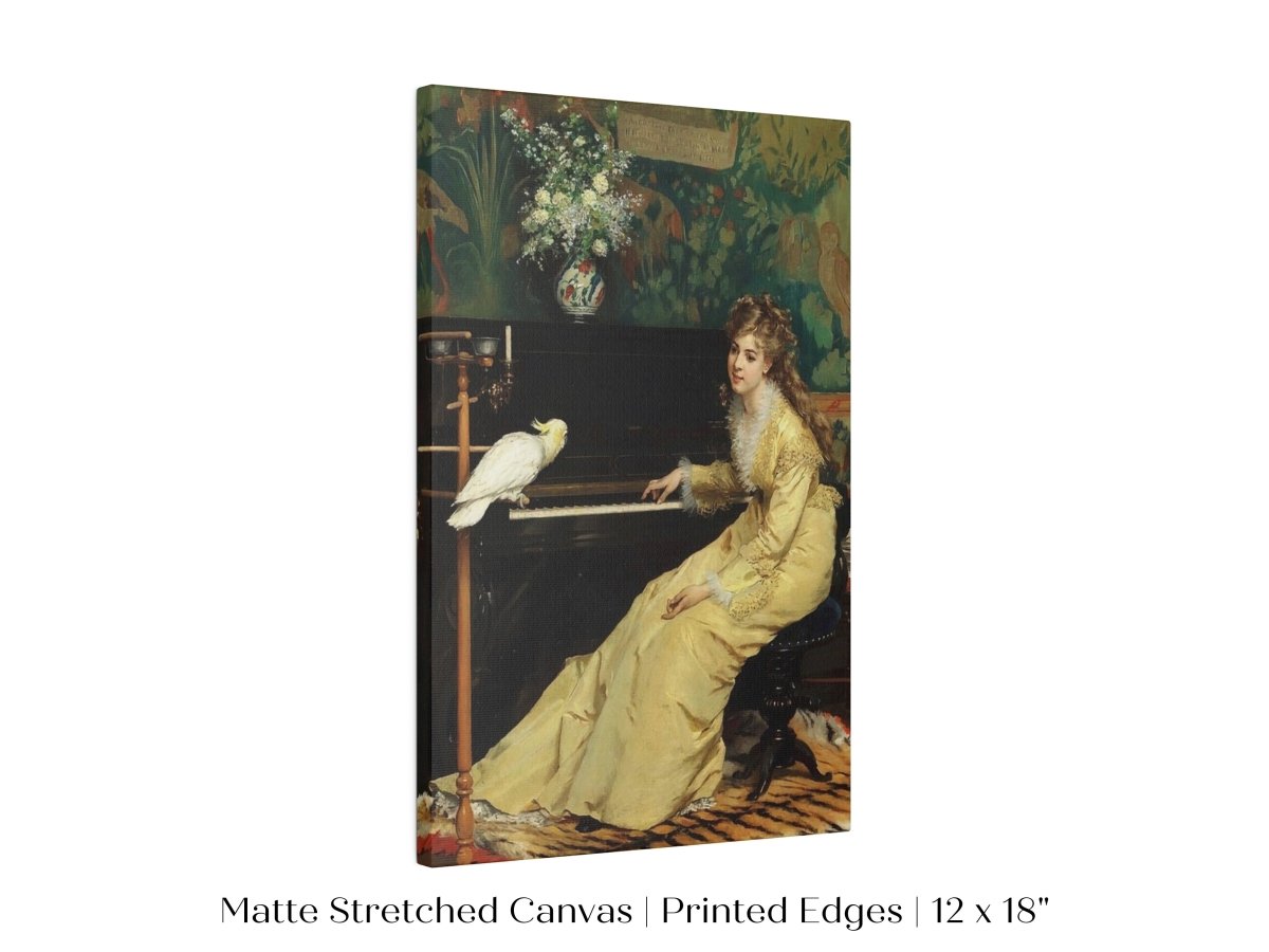 Lady with Piano and Cockatoo | P405 - Single Art Prints - Piccolo Fiore Prints
