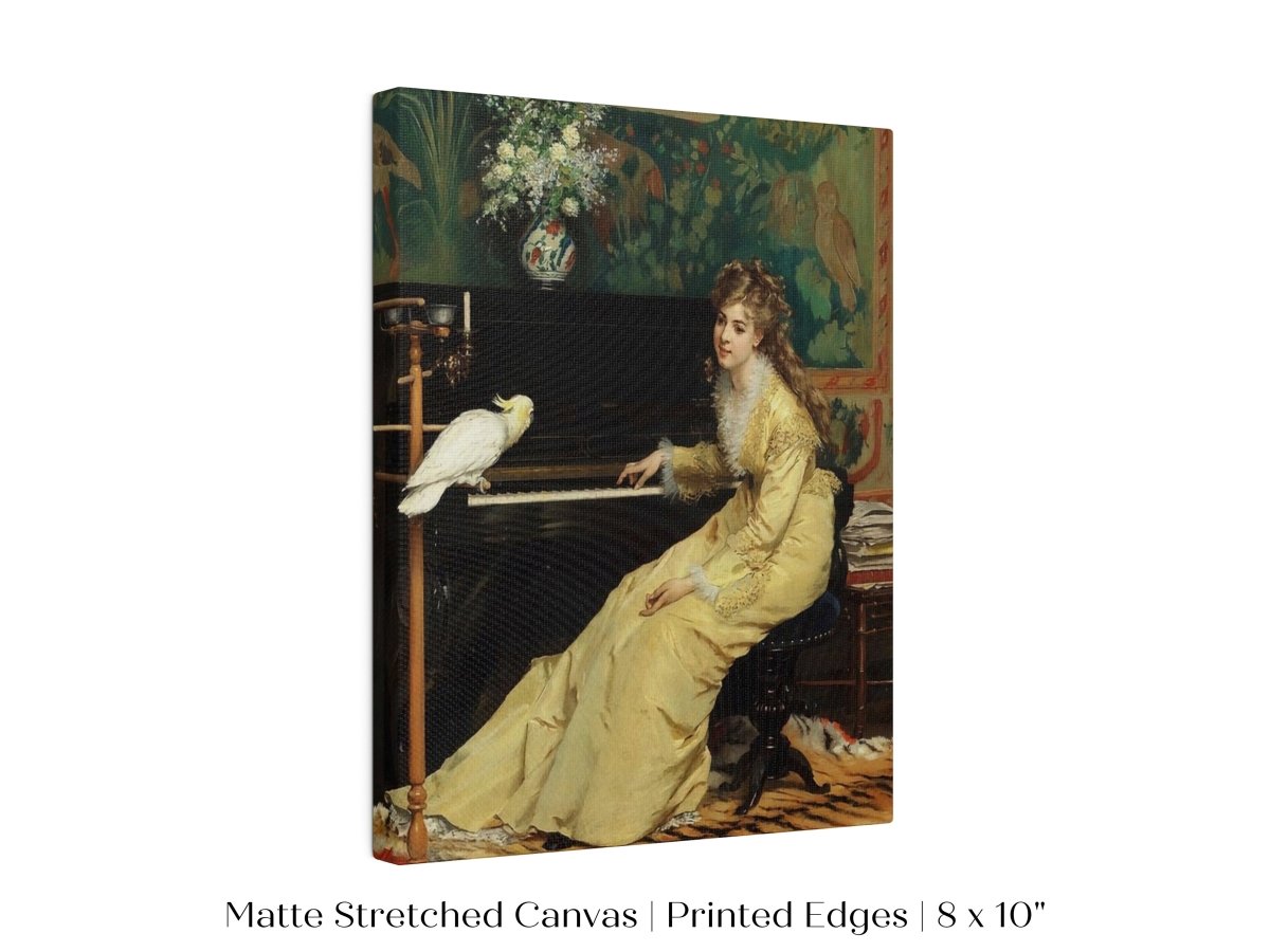 Lady with Piano and Cockatoo | P405 - Single Art Prints - Piccolo Fiore Prints