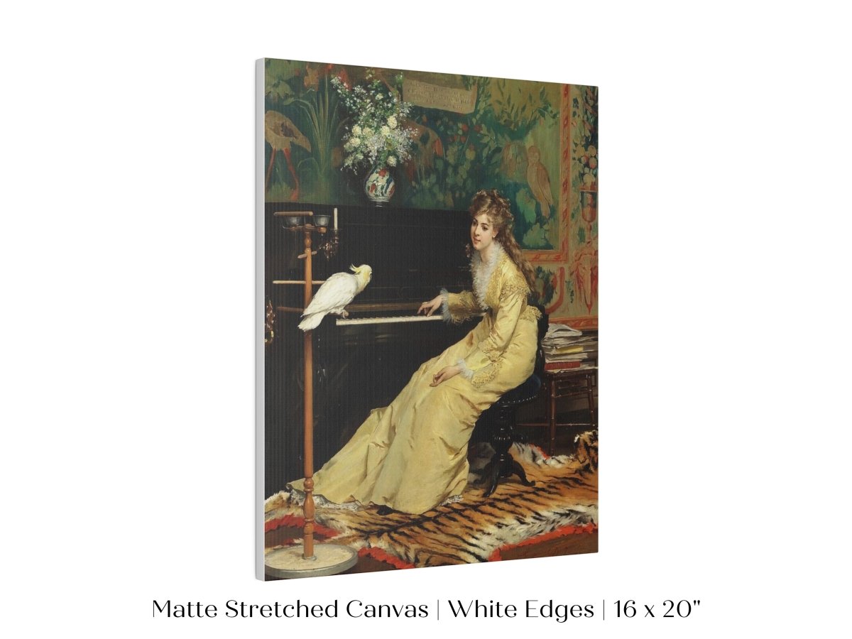 Lady with Piano and Cockatoo | P405 - Single Art Prints - Piccolo Fiore Prints