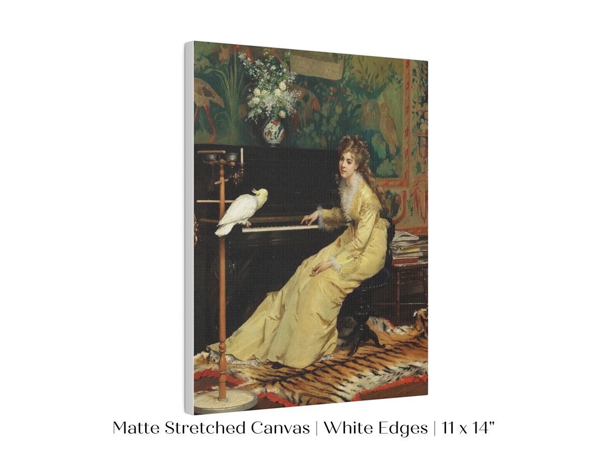 Lady with Piano and Cockatoo | P405 - Single Art Prints - Piccolo Fiore Prints