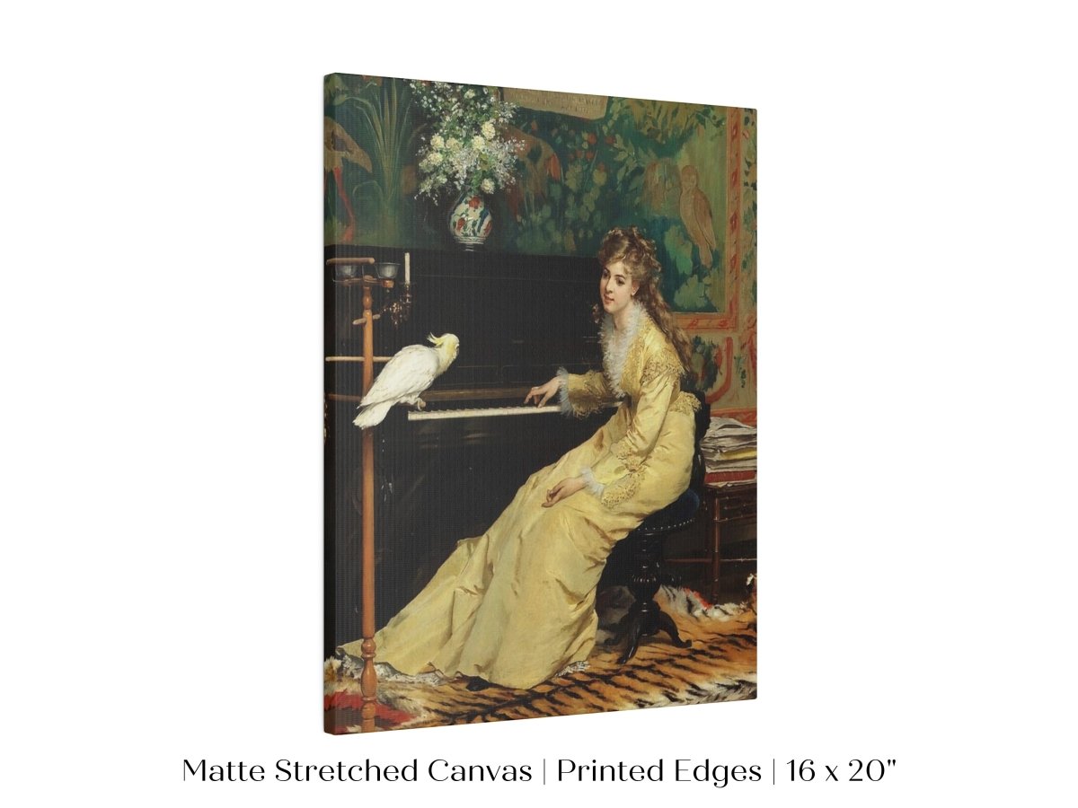 Lady with Piano and Cockatoo | P405 - Single Art Prints - Piccolo Fiore Prints