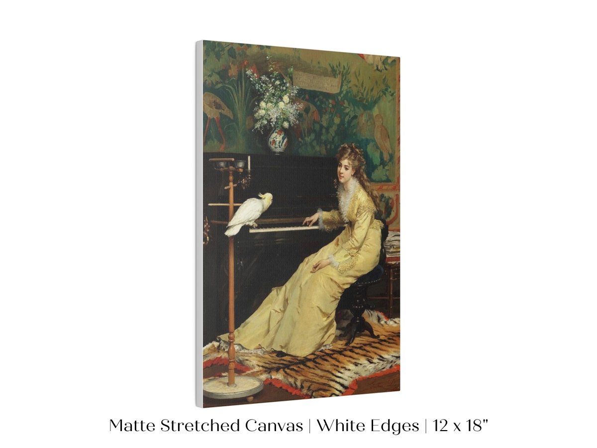 Lady with Piano and Cockatoo | P405 - Single Art Prints - Piccolo Fiore Prints