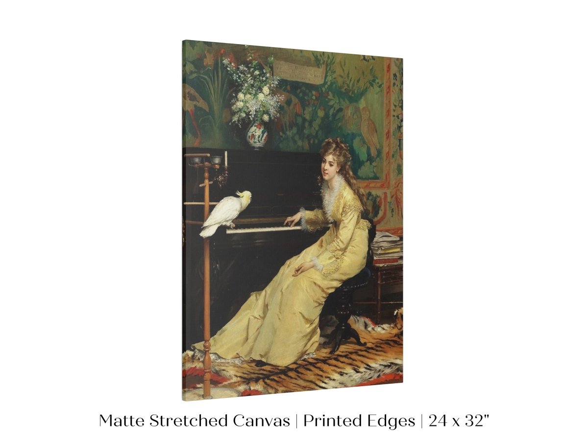 Lady with Piano and Cockatoo | P405 - Single Art Prints - Piccolo Fiore Prints