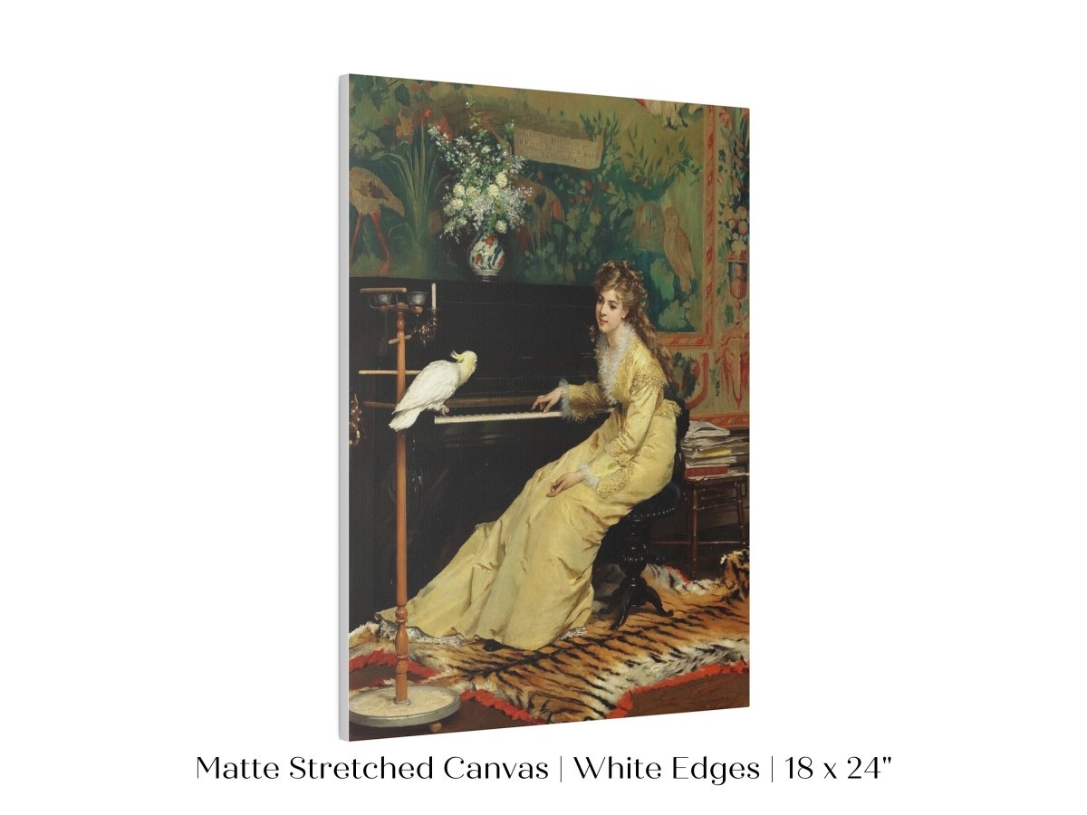 Lady with Piano and Cockatoo | P405 - Single Art Prints - Piccolo Fiore Prints