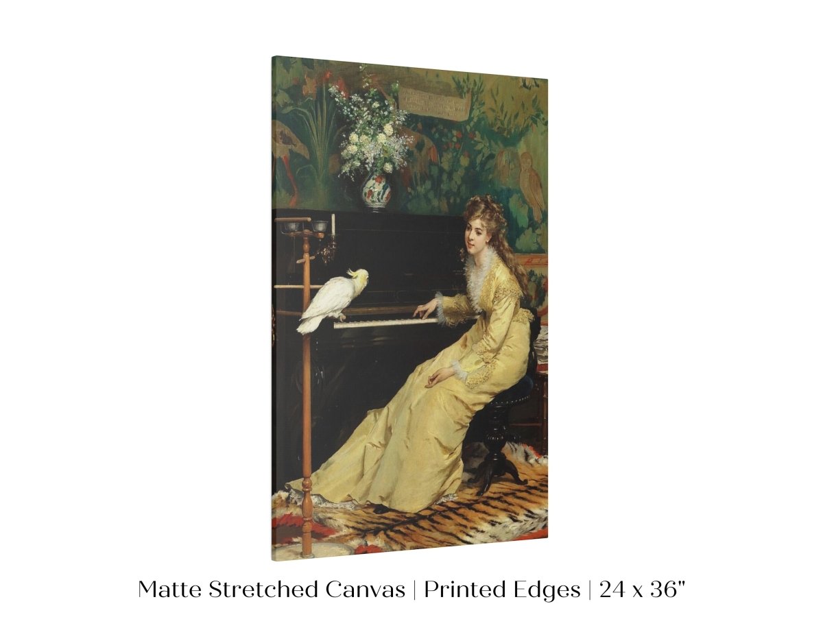 Lady with Piano and Cockatoo | P405 - Single Art Prints - Piccolo Fiore Prints