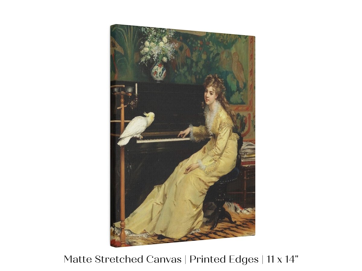 Lady with Piano and Cockatoo | P405 - Single Art Prints - Piccolo Fiore Prints