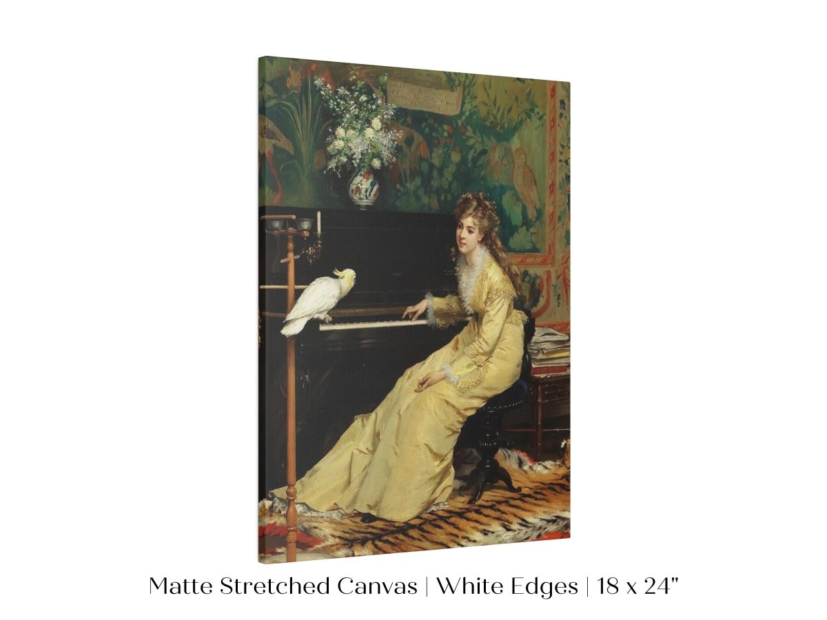 Lady with Piano and Cockatoo | P405 - Single Art Prints - Piccolo Fiore Prints