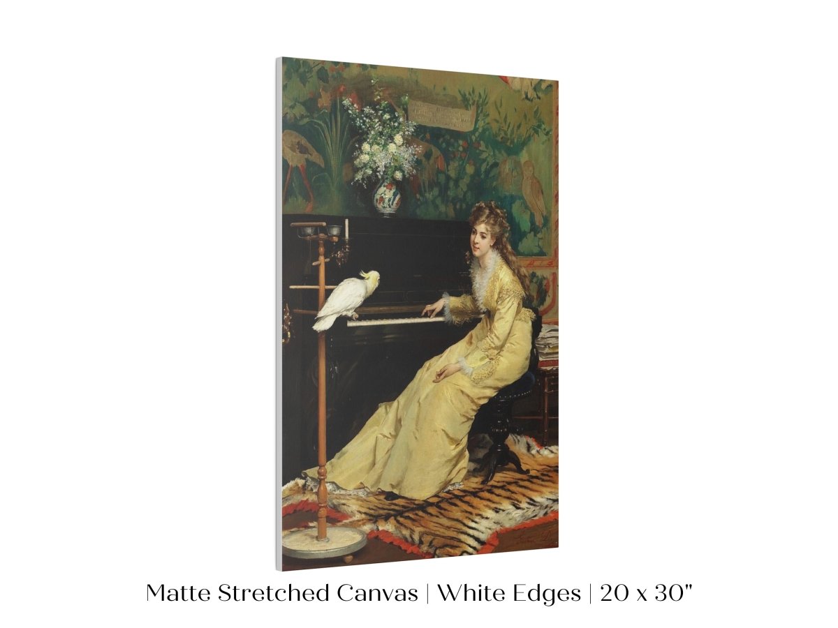 Lady with Piano and Cockatoo | P405 - Single Art Prints - Piccolo Fiore Prints