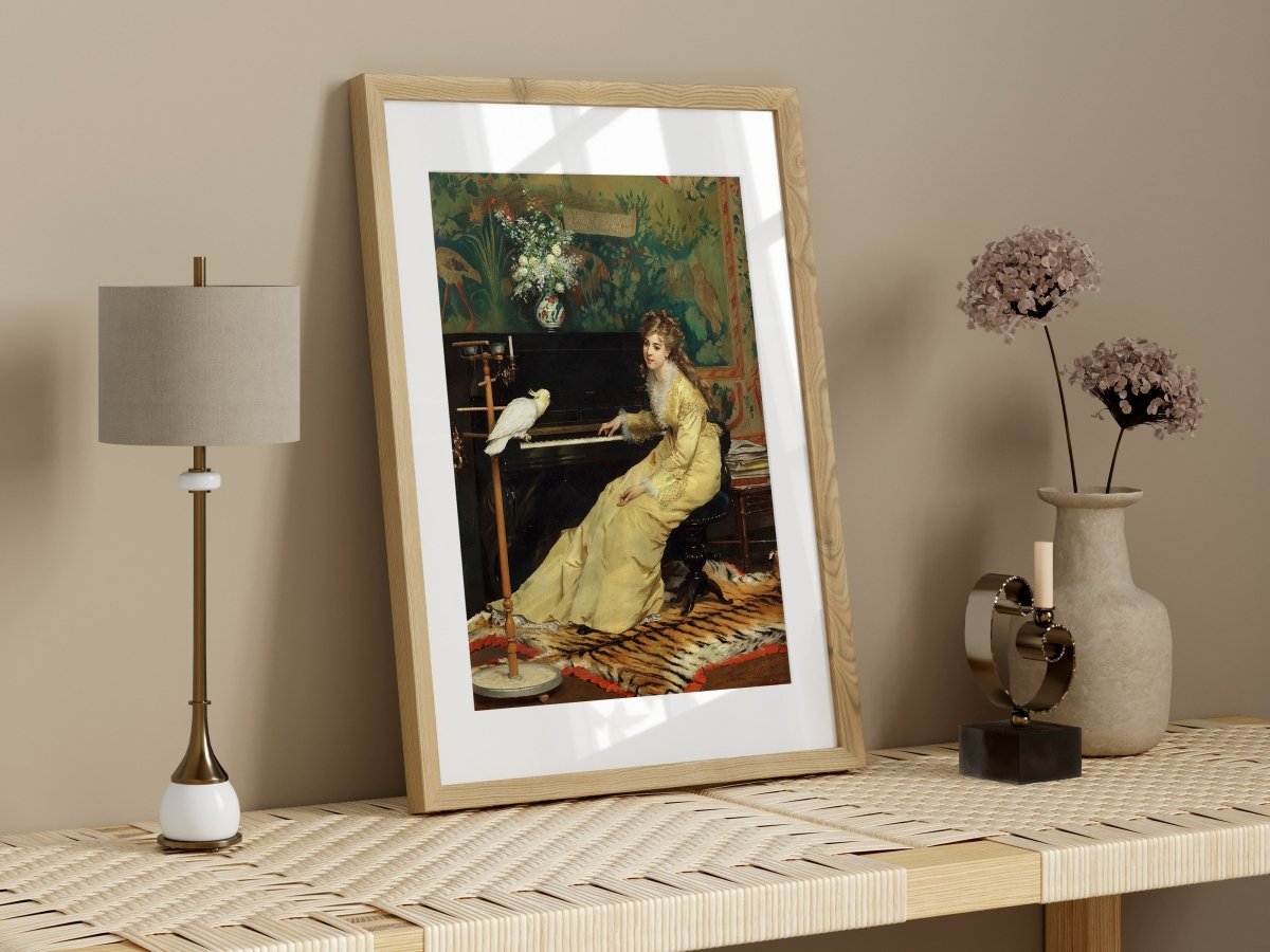 Lady with Piano and Cockatoo | P405 - Single Art Prints - Piccolo Fiore Prints