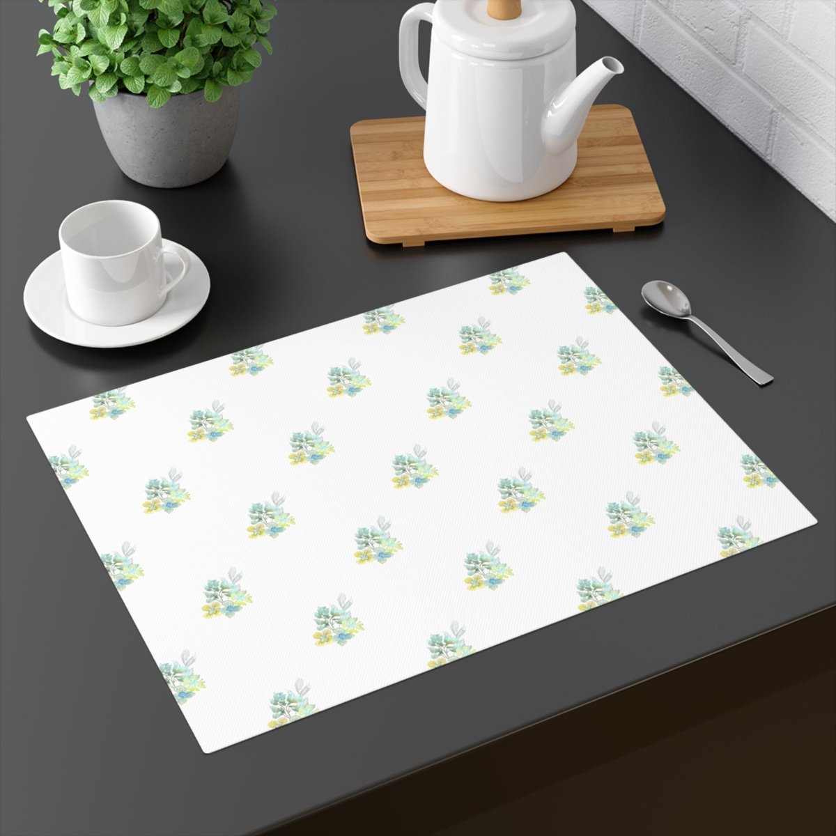 Meadow Bouquet in White | Placemat - Cotton Twill Placemat - Piccolo Fiore Prints