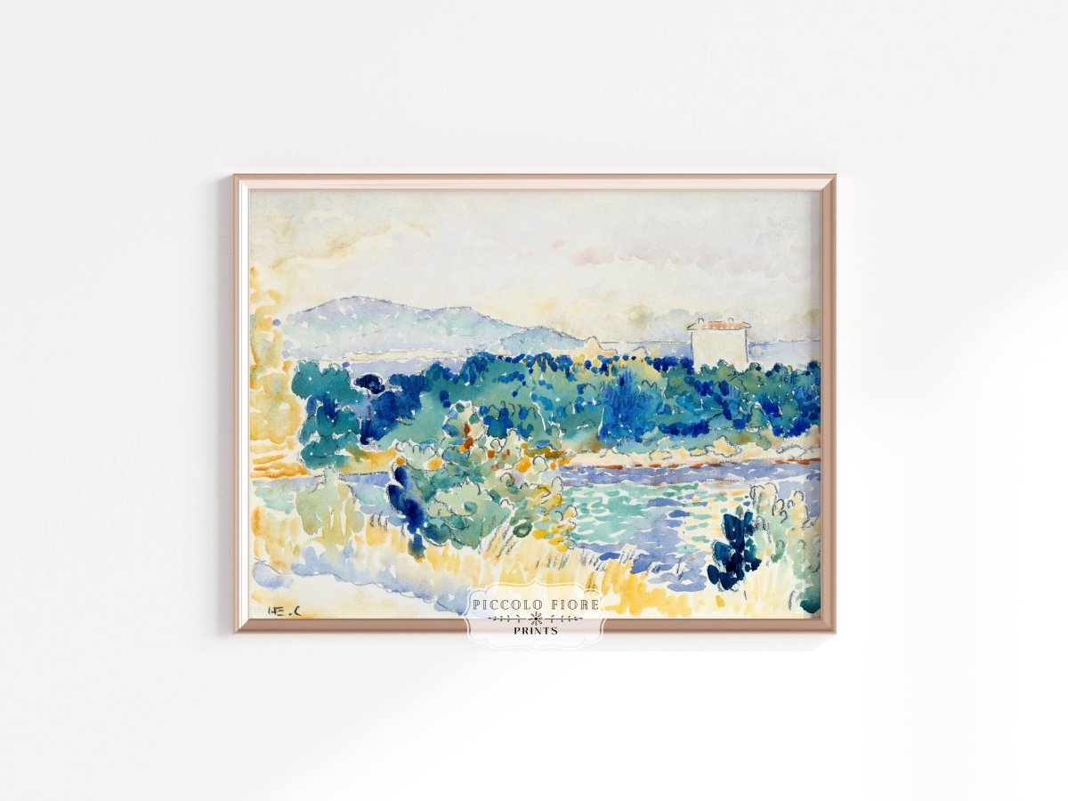 Meditteranean Landscape with a White House | P66 - Single Art Prints - Piccolo Fiore Prints