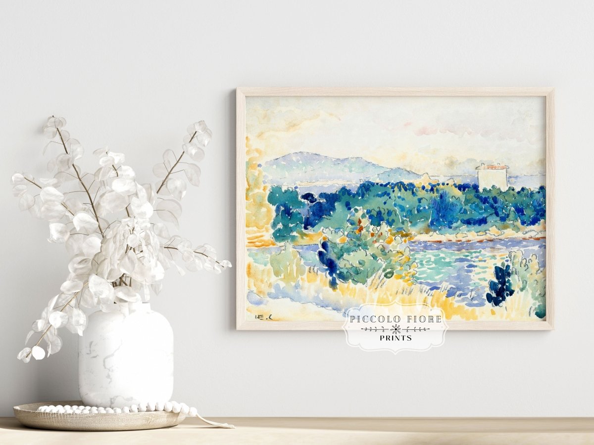 Meditteranean Landscape with a White House | P66 - Single Art Prints - Piccolo Fiore Prints