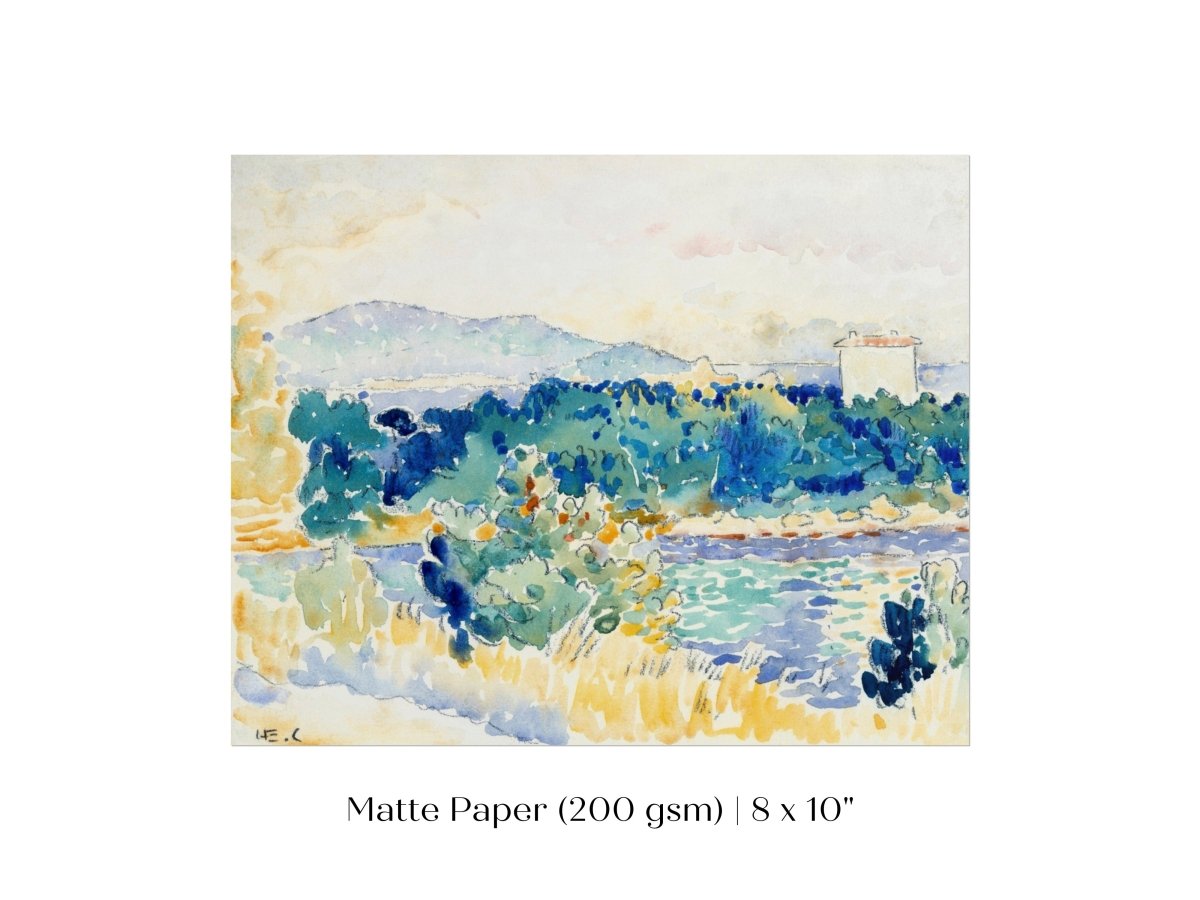 Meditteranean Landscape with a White House | P66 - Single Art Prints - Piccolo Fiore Prints