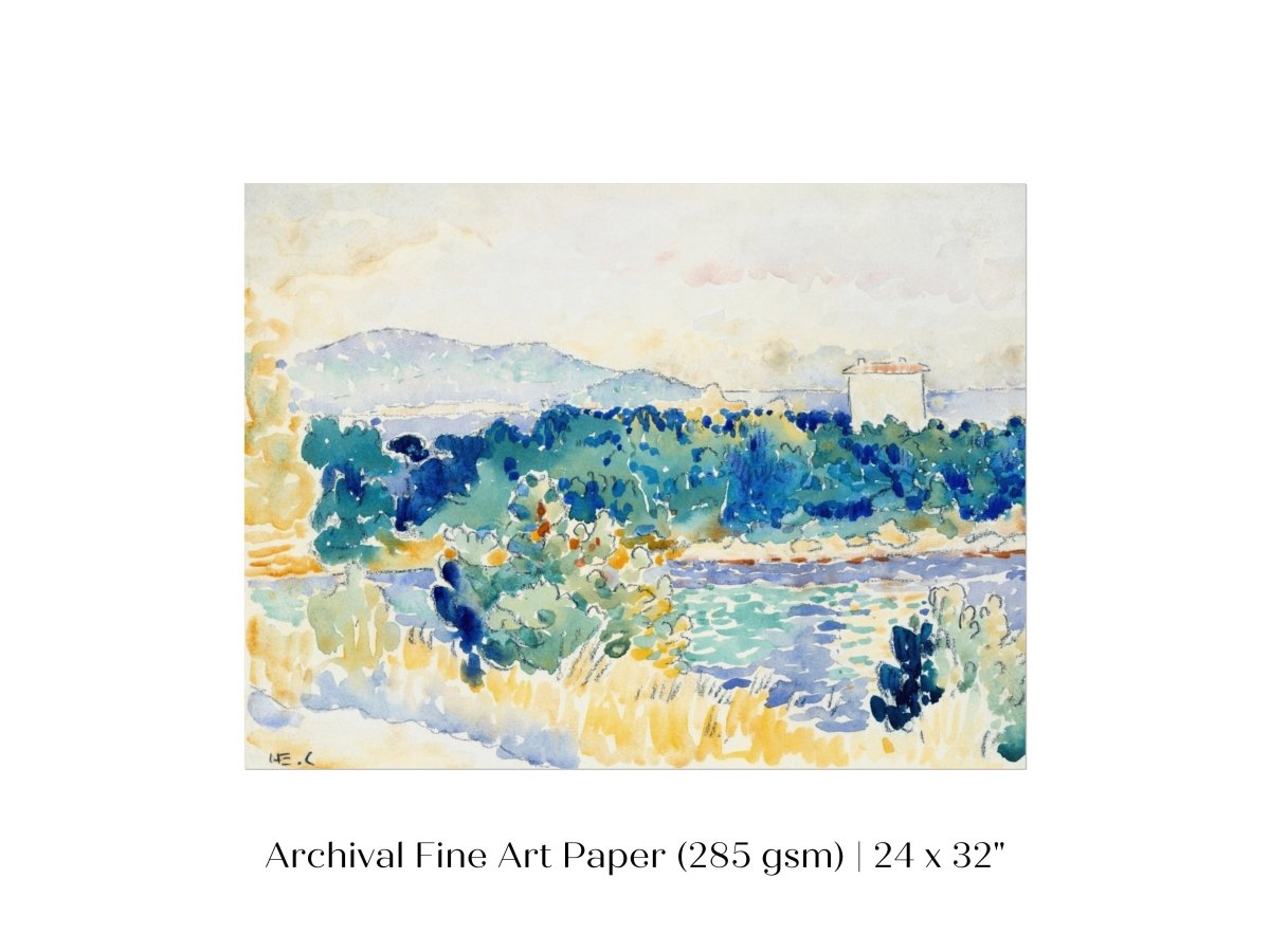 Meditteranean Landscape with a White House | P66 - Single Art Prints - Piccolo Fiore Prints