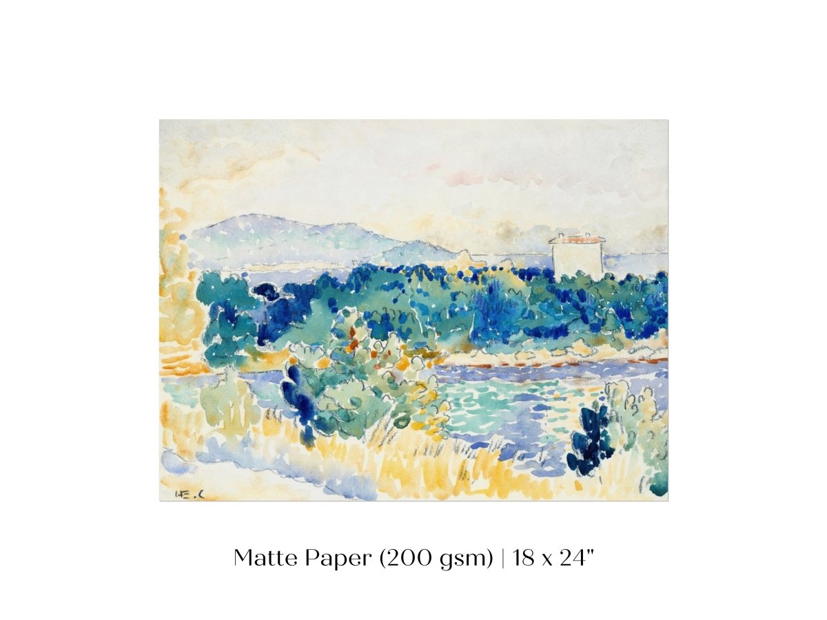 Meditteranean Landscape with a White House | P66 - Single Art Prints - Piccolo Fiore Prints